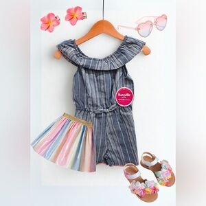 Nannette Kids Charcoal Striped Romper